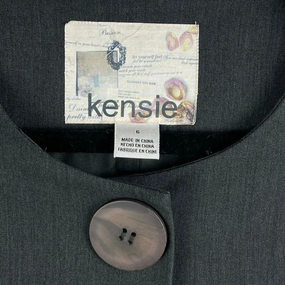 Kensie Blazer Jacket Women's 6 Crew Neck Snap Raglan Sleeve Pocket Lined Gray - Picture 10 of 11